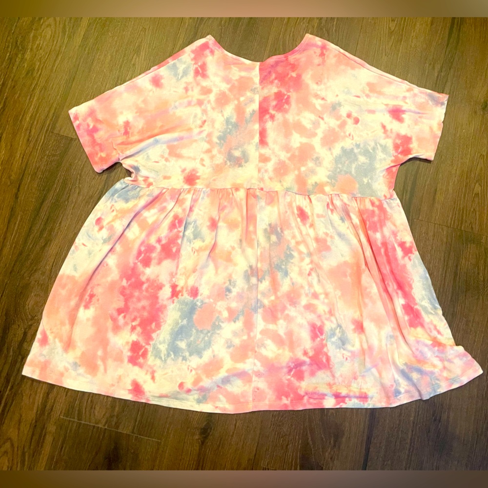 White Birch Pink and Blue Tie-Dye Baby doll dress/top - Picture 4 of 5
